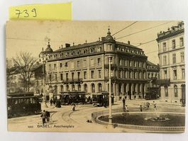 alte Ansichtskarte Basel Aeschenplatz, 1908 mit Stempel