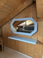 Spiegel mit Ablage, hellblau, Vintage Look, Top Zustand!