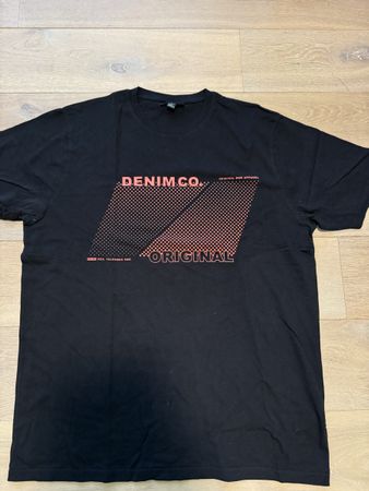 Schwarzes Denim T-Shirt Gr. L