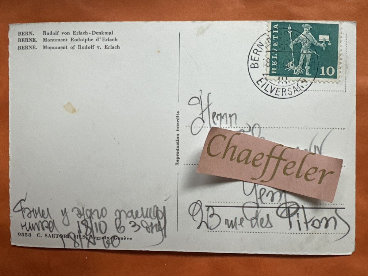 Cartes postales: 1960 Bern, Rudolf von Erlach Denkmal  – D'occasion à Zürich par Chaeffeler 1