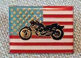 C954 - Pin USA Amerika Motorrad Flagge