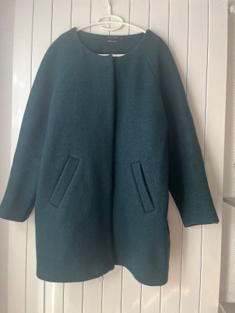 Manteau mi-long femme bleu canard