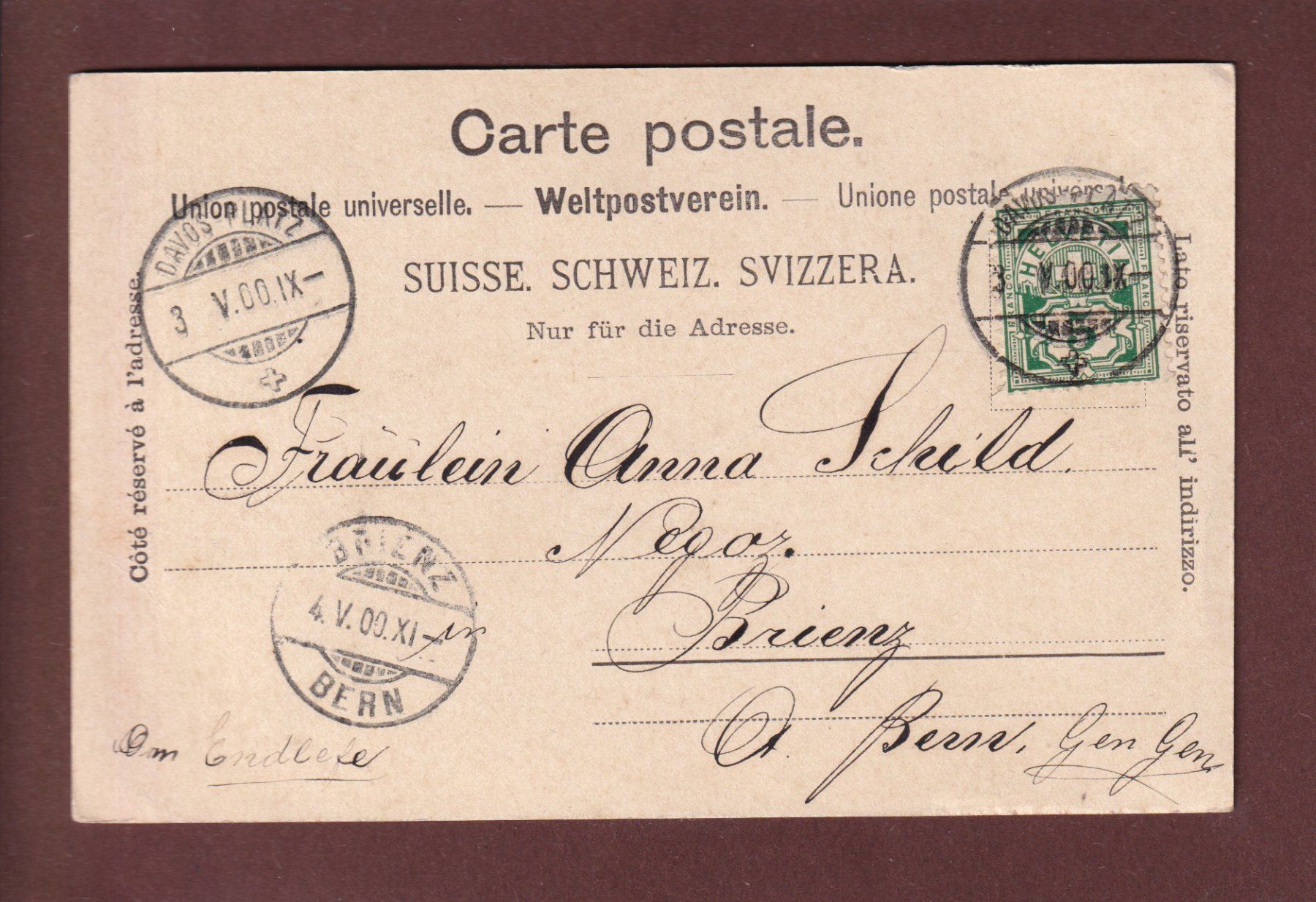 Cartoline postali: Gruss aus DAVOS - Teilansicht - 1900 – Usato da Pully venduto da nicecards 1