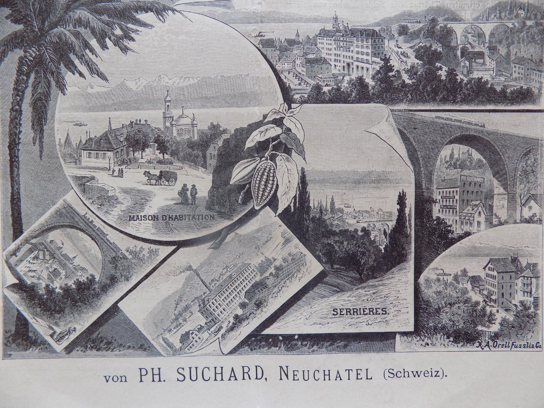 Gravures: Neuchatel Ansicht der Chocolade-Fabrik – D'occasion à Risch par Antikfee 2