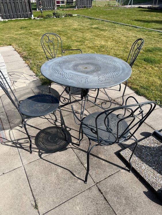 Outsunny 6-tlg. Gartentisch-Set Mit Stühlen & Sonnenschirm – Klappbar, Wetterfest, Cremefarben