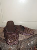 mules babouche brune avec perle
