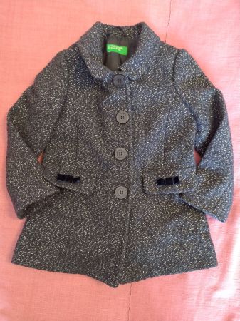 Frühling, Benetton Jacke, eleganter Glitzer Mantel, Gr. 100