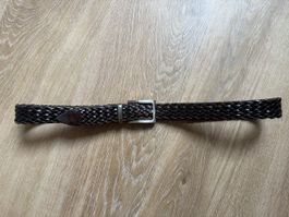 Ceinture vintage cuir marron tressé Kenneth Cole, t.38