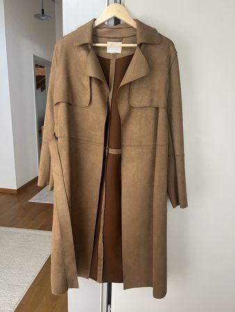 Damen Mantel in Wildlederoptik beige braun neuwertig S