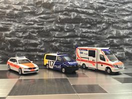 RIETZE/HERPA  1:87 H0 BMW 5er, VW T6.I, MB AMBULANCE