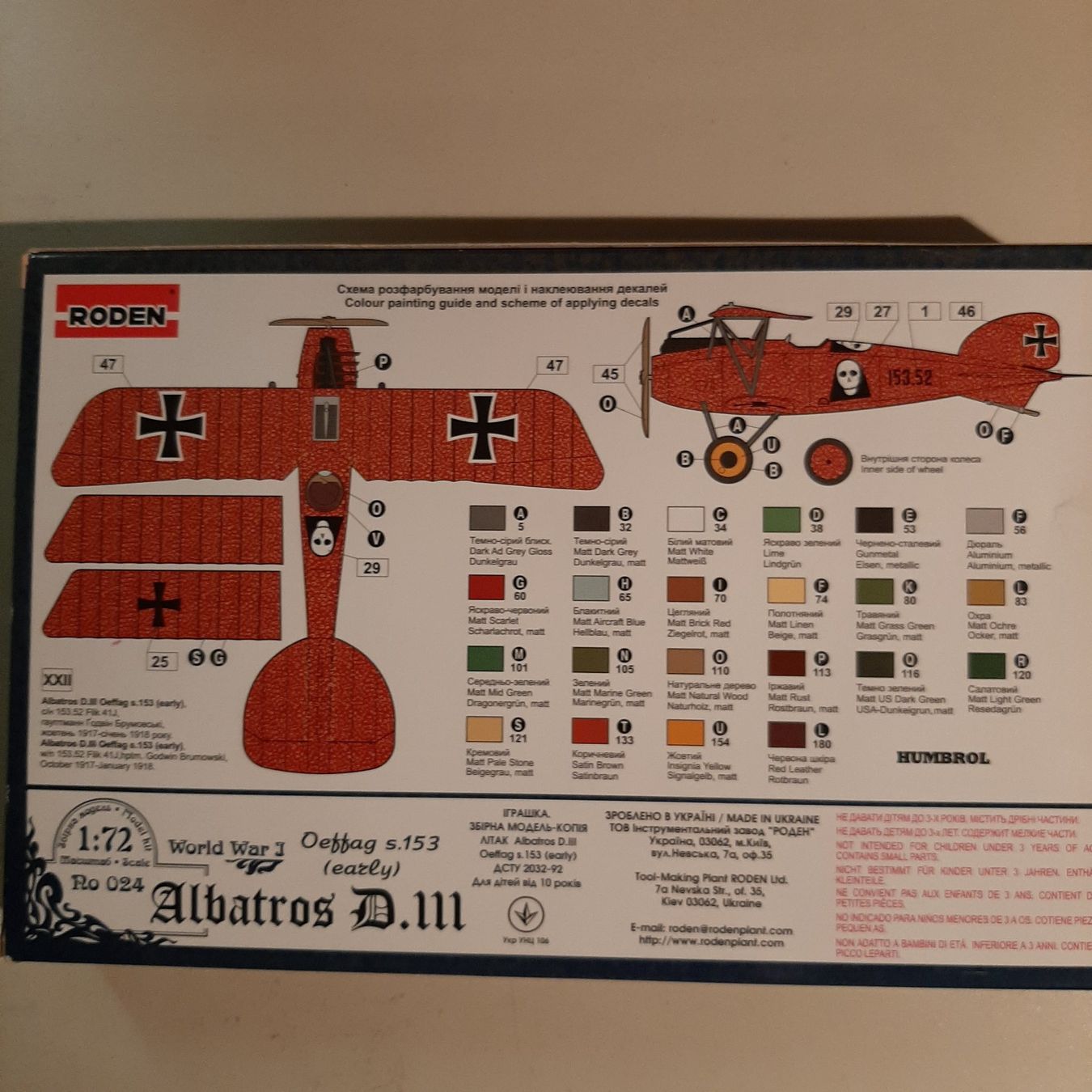 Kit di modellismo & Modellini statici: 307a ... Albatros D.III ... Roden Ro 024 – Nuovo (secondo la descrizione) da Bonstetten venduto da Benibanny59 1