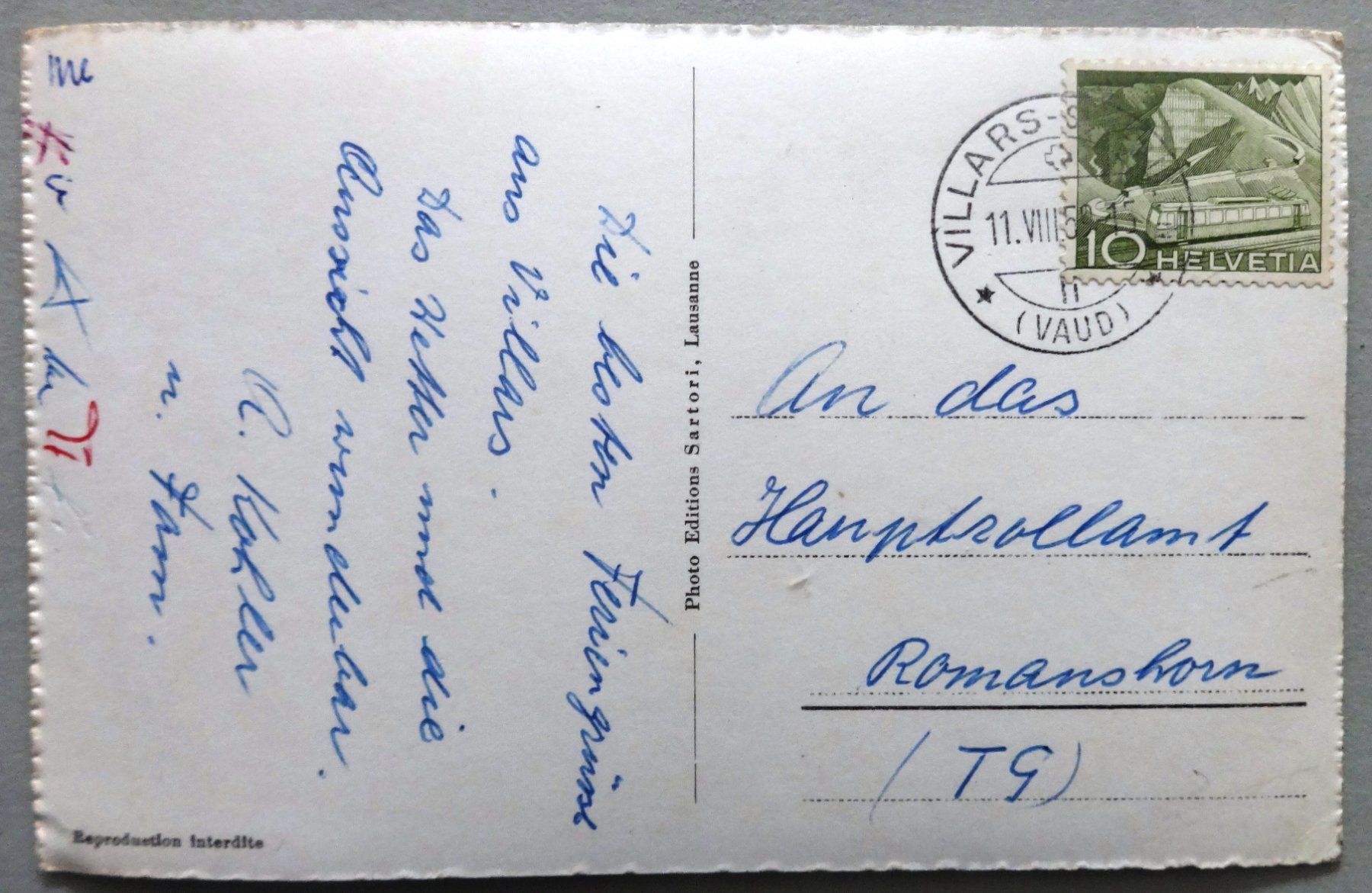 Ansichtskarten: Villars, vue générale – Gebraucht aus Fétigny von Billy2miny 1