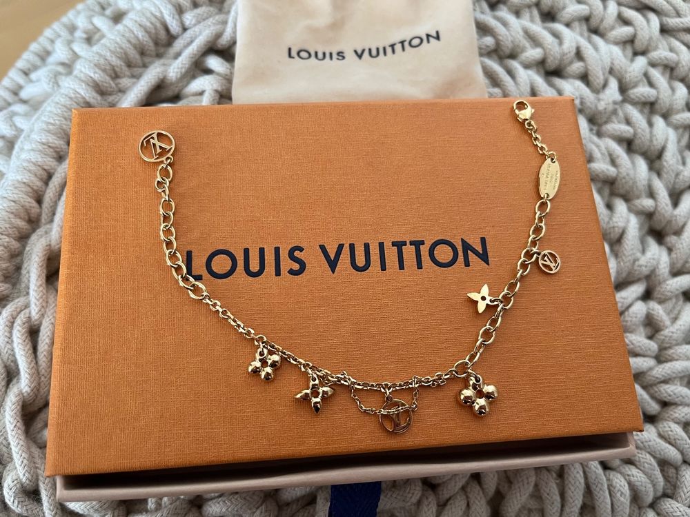 Louis Vuitton Monogram Armband Chain Kette Silber in Kreis