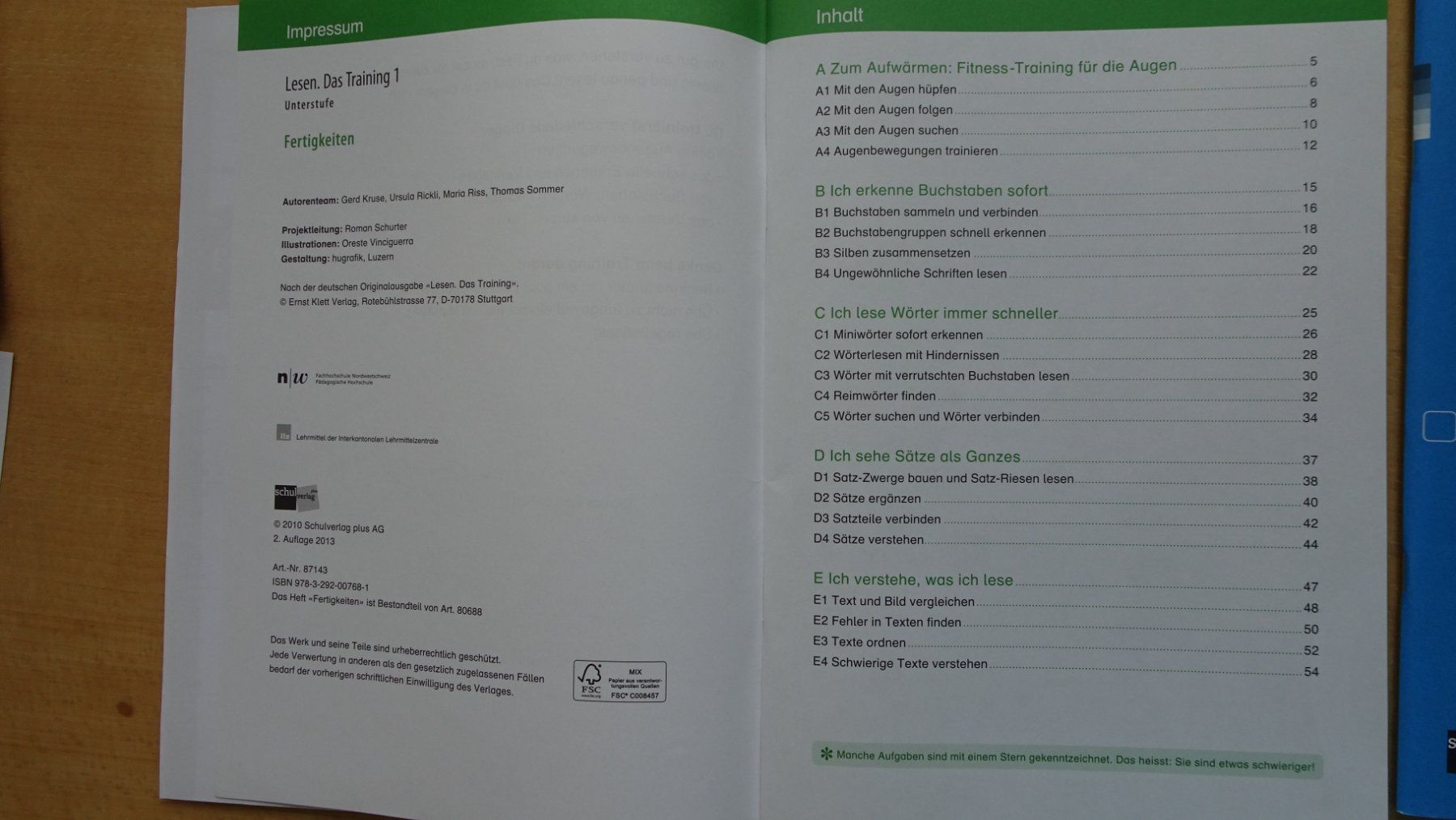 Libri: Lesen. Das Training 1 Unterstufe 3 Schüler- Hefte – Usato da Zürich venduto da blaumeisli62 1