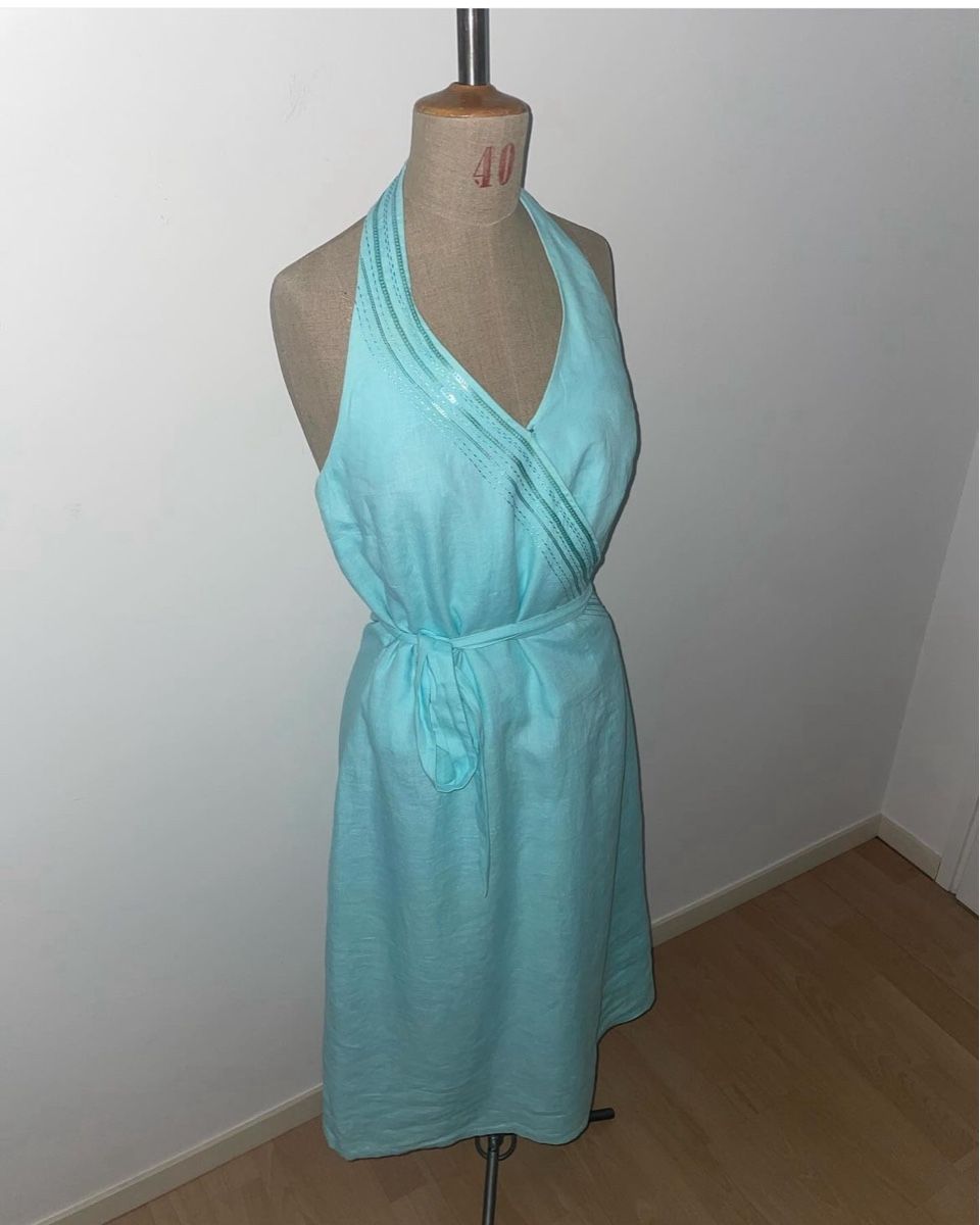 H&M Vestiti: Vestito midi turchese lino – Usato da Bellinzona venduto da remarema 2