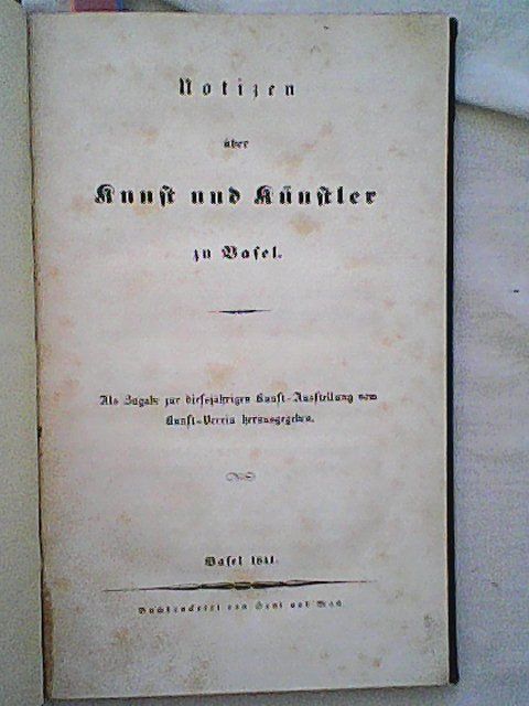 Bücher: Künstler in Basel, 1841. RAR – Gebraucht aus Rümlang von Vuvuzella