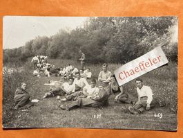 1931  Militär Postkarte mit Soldaten bei der Rast.