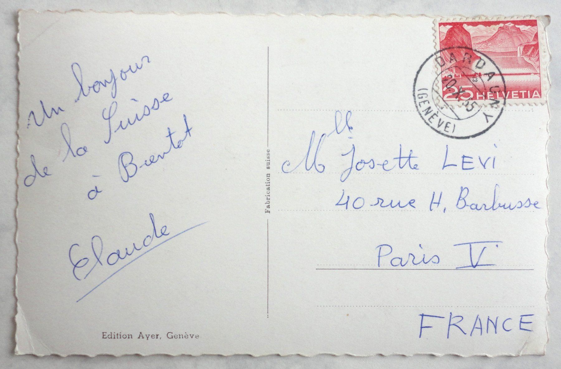 Cartoline postali: Genève - La Roseraie – Difettoso da Fétigny venduto da Billy2miny 1
