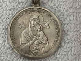 Ancien pendentif religieux Argent 800 – Jean XXIII – Vierge