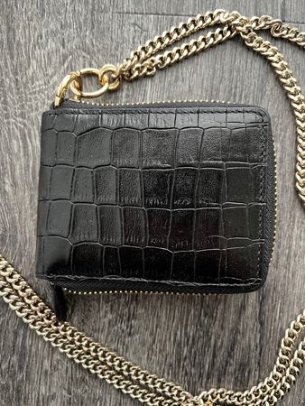 SANDRO porte-monnaie cuir avec chaine, NEU