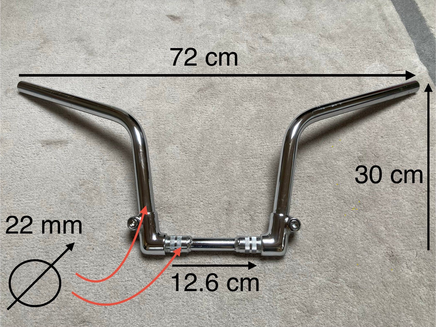 Tutti i ricambio per moto: Vintage modulable motorcycle handlebar / diam 22mm / L 72cm – Usato da Froideville venduto da EL.YACHT.Okaz 8