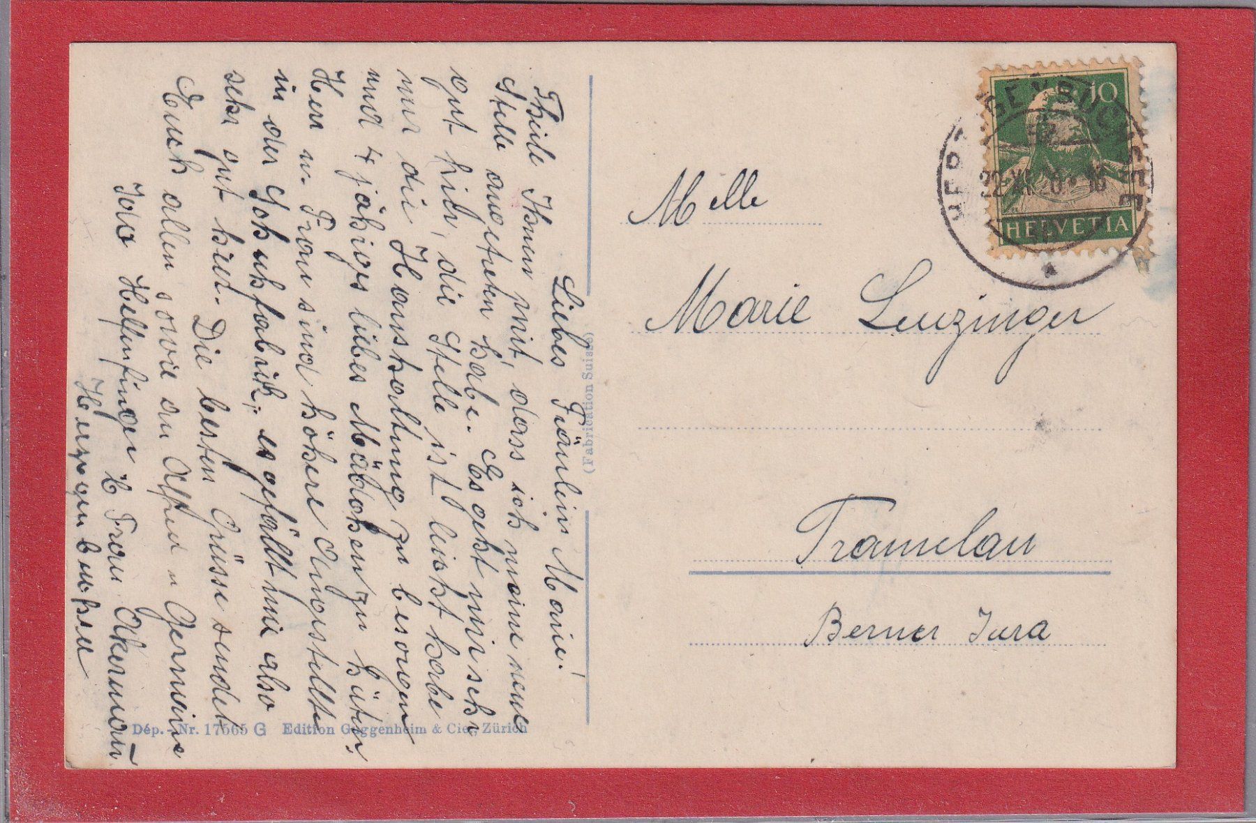 Cartoline postali: Herzogenbuchsee - Gesamtansich  -1920 – Usato da Orvin venduto da Pyaeschli 1