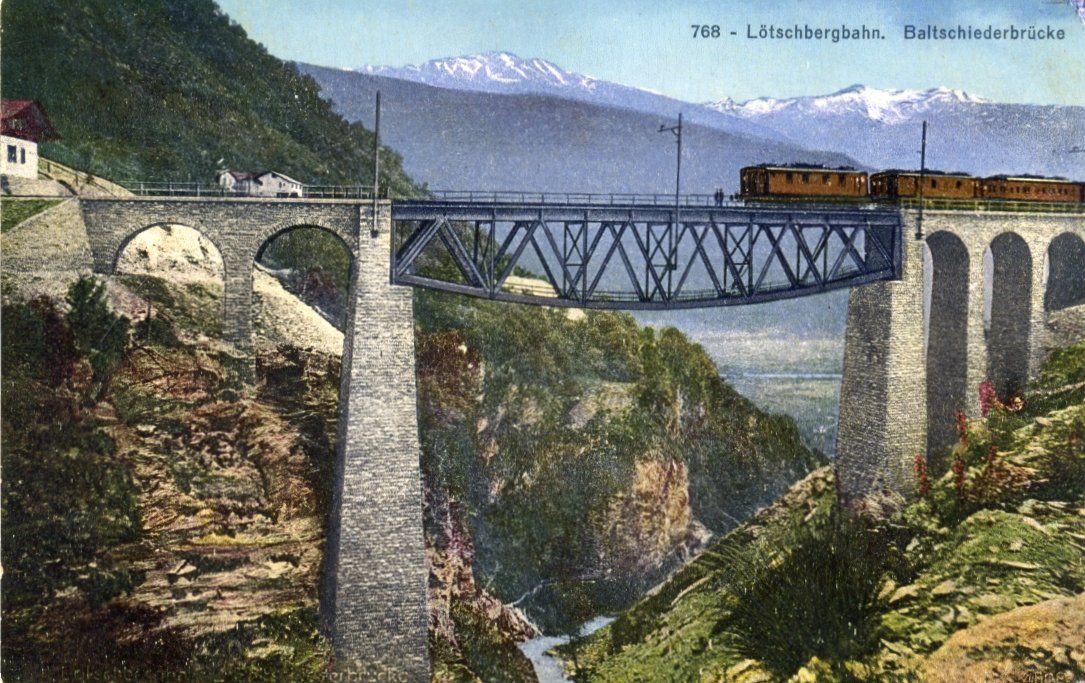 Cartoline postali: Lötschberg  VS  -   Eisenbahn  BLS  /   4  Karten – Usato da Brig venduto da Valcards54