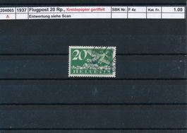 1937 Flugpost - 20 Rp., Kreidepapier geriffelt, gestempelt