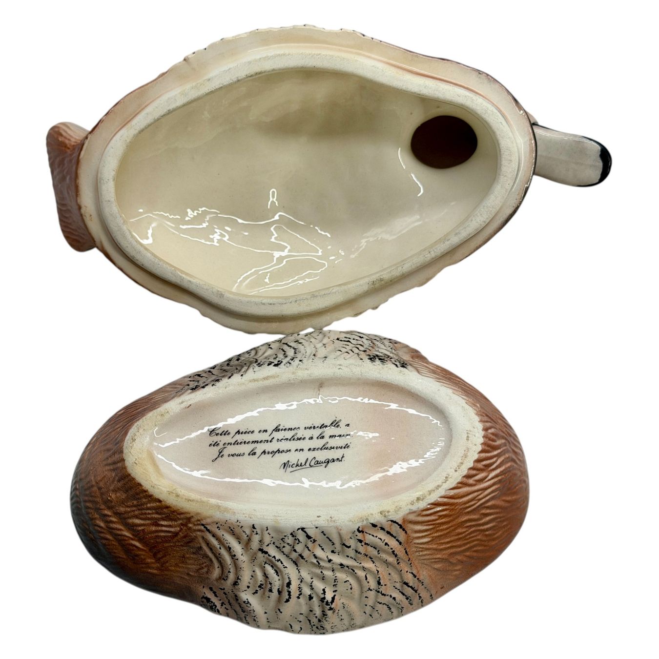 Ciotole: Michel Caugant, terrine canard en faience, signée – Usato da Morges venduto da magicle 8
