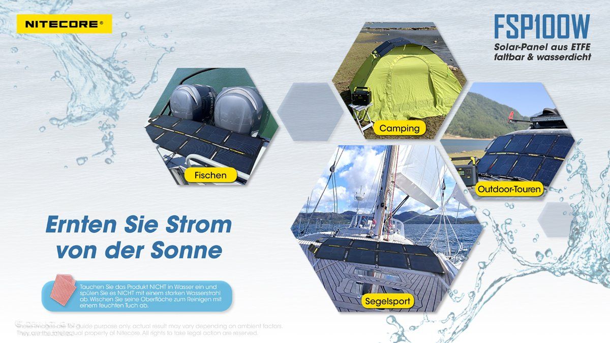 Dispositivi a energia solare: NITECORE Solar Panel FSP100W - wasserfest – Nuovo e nell'imballaggio originale da Grüningen venduto da Prolumin 2