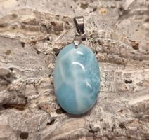 Larimar Anhänger mit Metallöse
