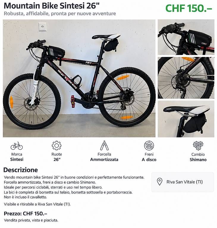 Biciclette: Bellissima MTB hardtail – Usato da Riva San Vitale venduto da chr_j2n9