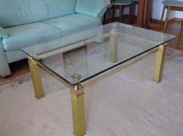 Salontisch mit Kristallglasplatte in Sonderhöhe 48,2cm H