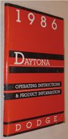 1986 DODGE DAYTONA  Owner's Manual  CHRYSLER CORPORATION