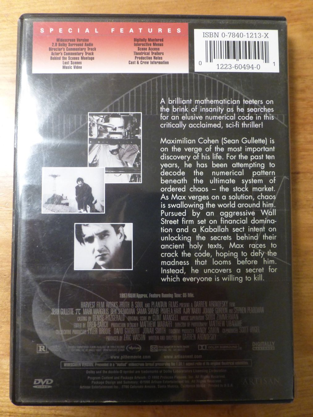 Tutti i DVDs: PI Darren Aronofsky Sci-Fi Drama DVD – Usato da Zumikon venduto da psisound 1