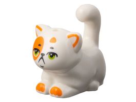 LEGO 2652pb01 White Cat, Friends, Large, Sitting with Orange