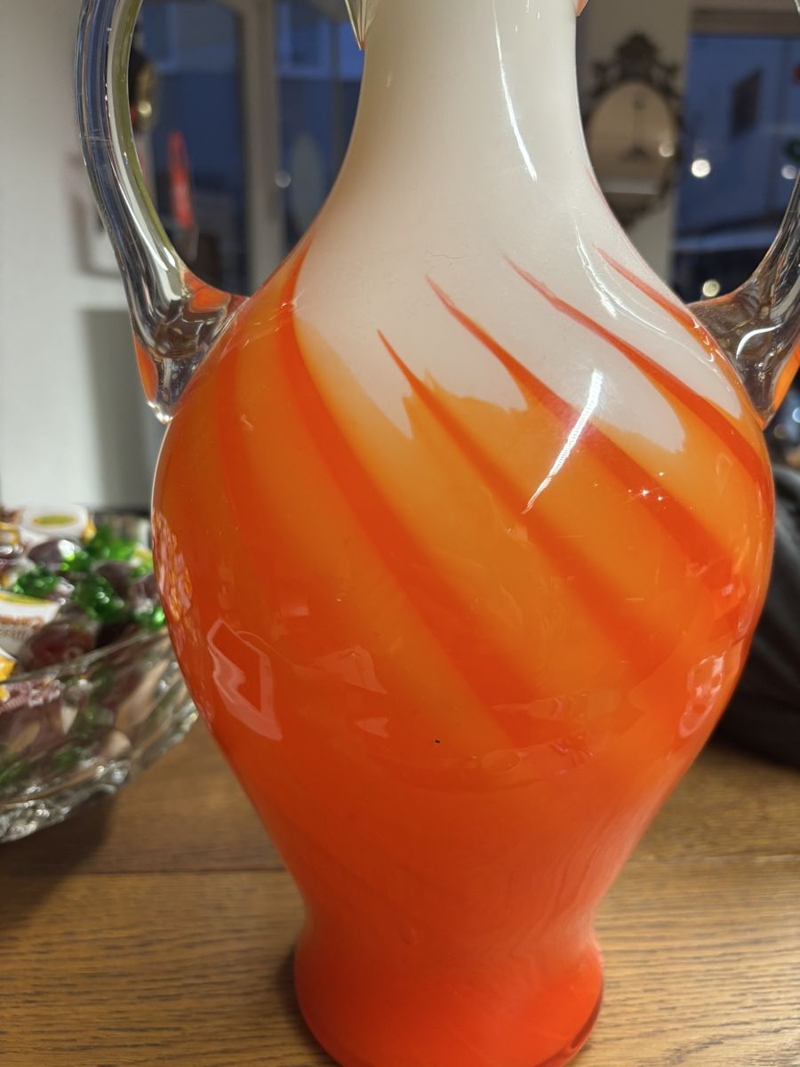 Murano Vasi & Recipienti: Große Murano Glasvase – Opalin Orange – Usato da Andermatt venduto da Diadiusdiana 2