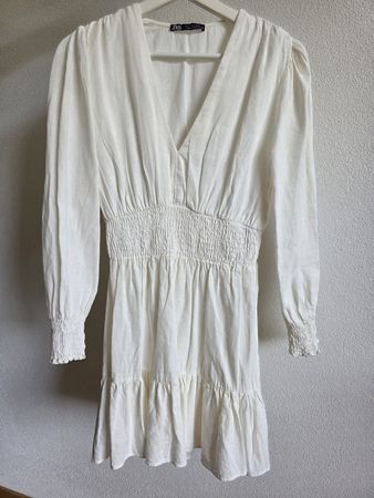 Zara Leinen Sommerkleid weiss Grösse S