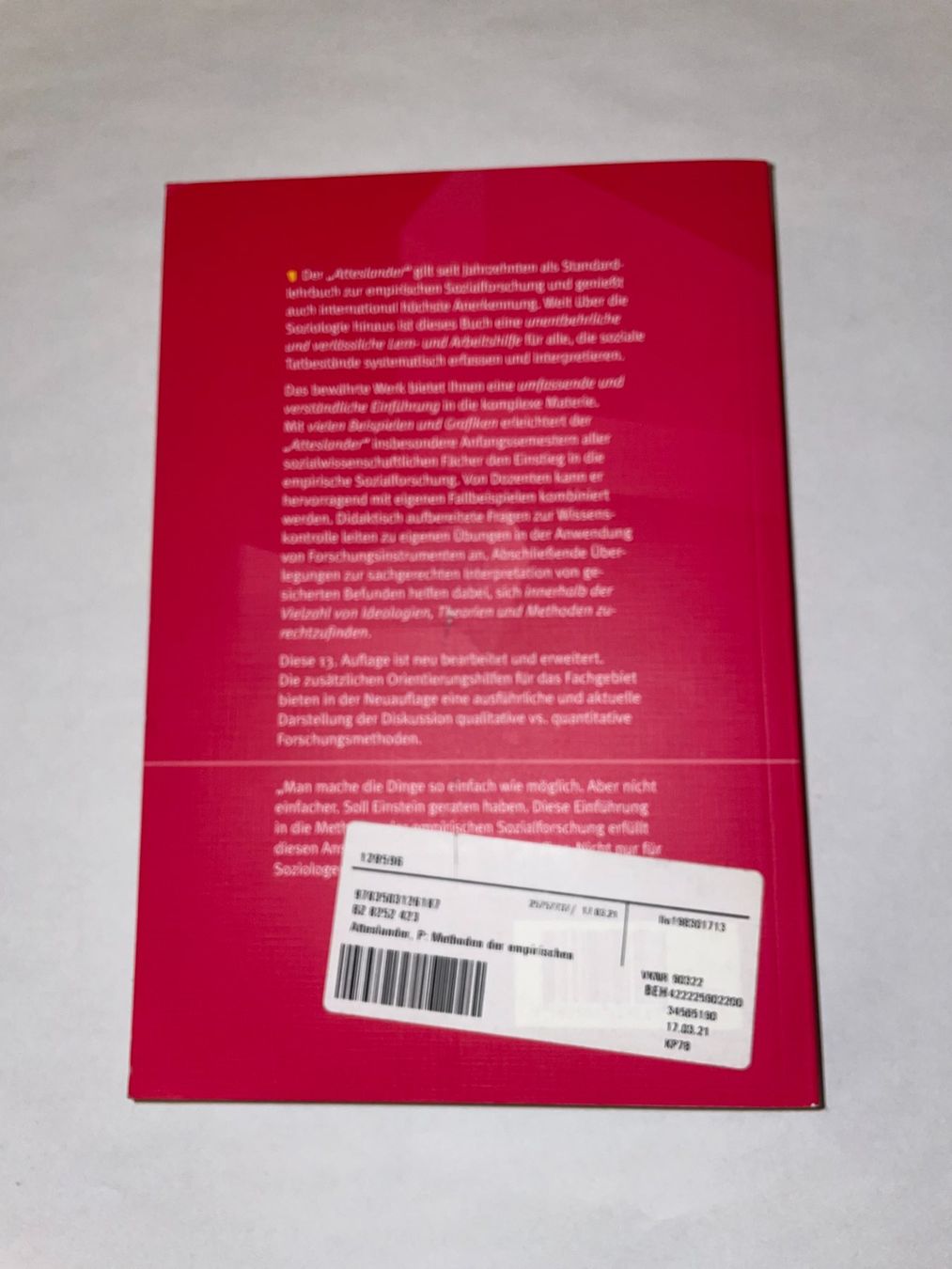 Libri: Methoden der empirischen Sozialforschung, Atteslander – Usato da Bern venduto da aendu___ 1