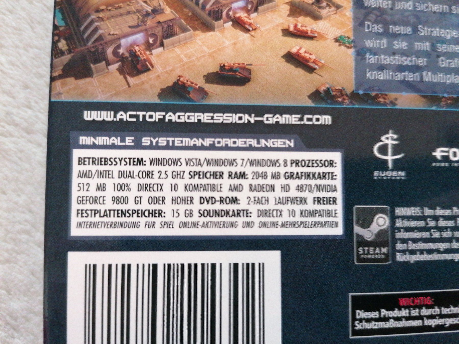 Tutti i DVDs: PC Spiel Act of Aggression – Usato da Büttikon AG venduto da Amineah 2