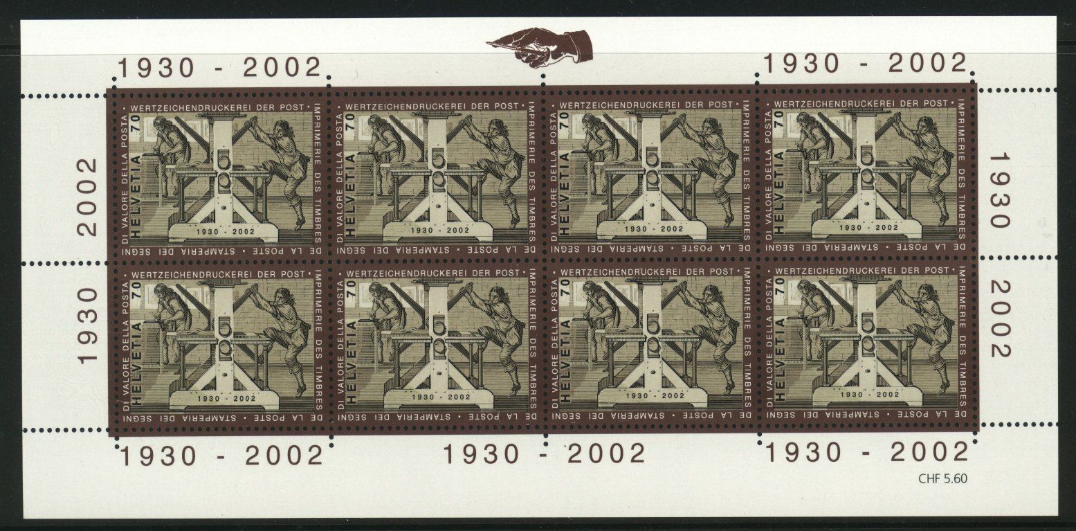 Tutti i francobolli: 2002, Wertzeichendruckerei der Post, Kleinbogen ** – Usato da Willisau venduto da Vollstempel