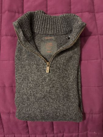 Pull chaud homme, Casual Friday, gris chiné, taille M.