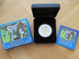 Australien Münze Koala 2015 / 1 Unze Silber vergoldet gilded