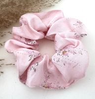 Haargummi 100% Seide, handmade Scrunchie Rosa Blumen Neu