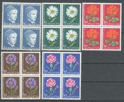 1963, Pro Juventute, mit Leuchtstoff, Viererblöcke **
