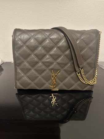 Handtasche Saint Laurent Becky Leder Grau guter Zustand