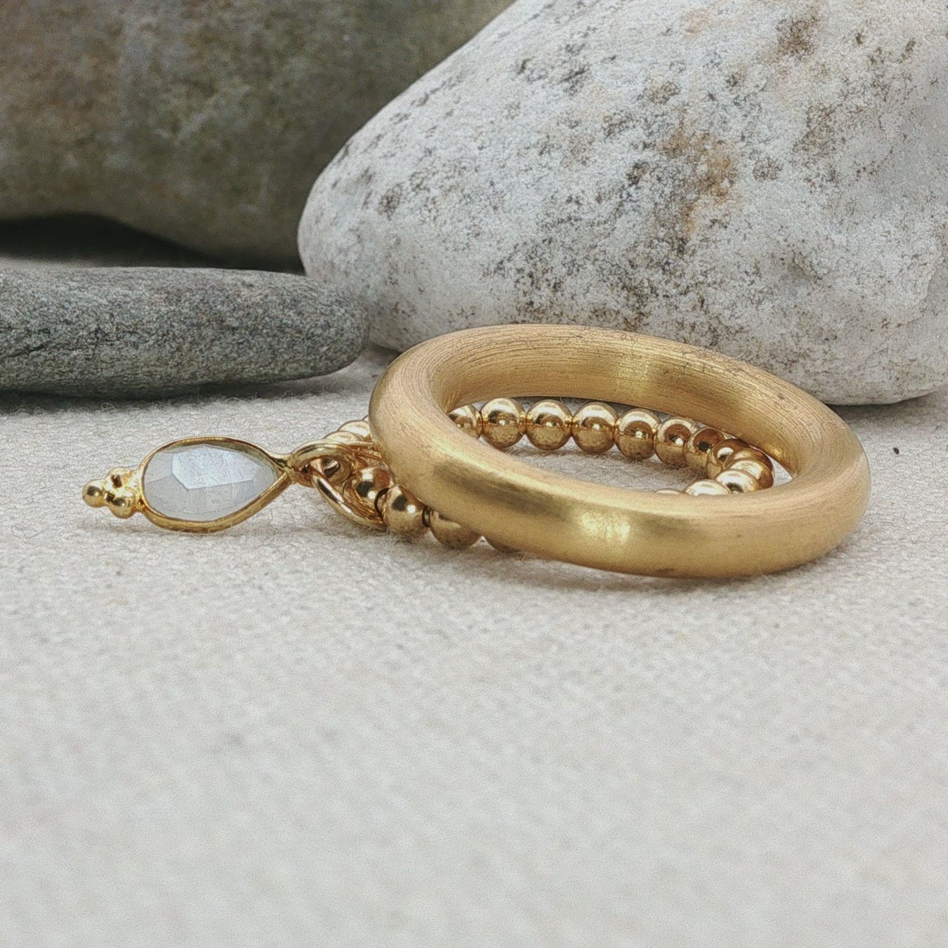 Olga Ribler Ringe: Edelstahl & Silber Mondstein Ring SET Ringgrösse 58 – Neu (gemäss Beschreibung) aus Luzern von Schmuckoutlet 5