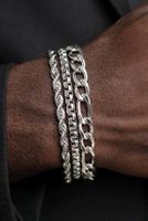 Set 3 bracciali catena acciaio inox 