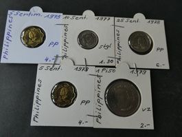 Philippinen, Konvolut alte Münzen 1975-79 meist unzirk