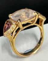 Auffallender C. Bucherer Ring 750 GG Diamant Turmalin Quarz